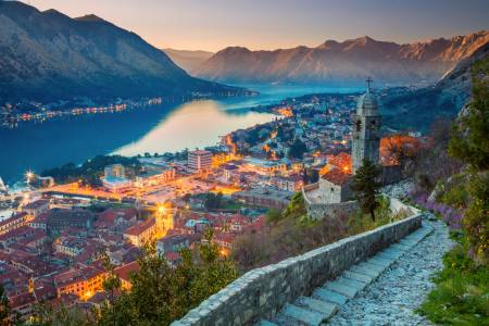 Kotor, Montenegro. Beautiful romantic old town of Kotor during s